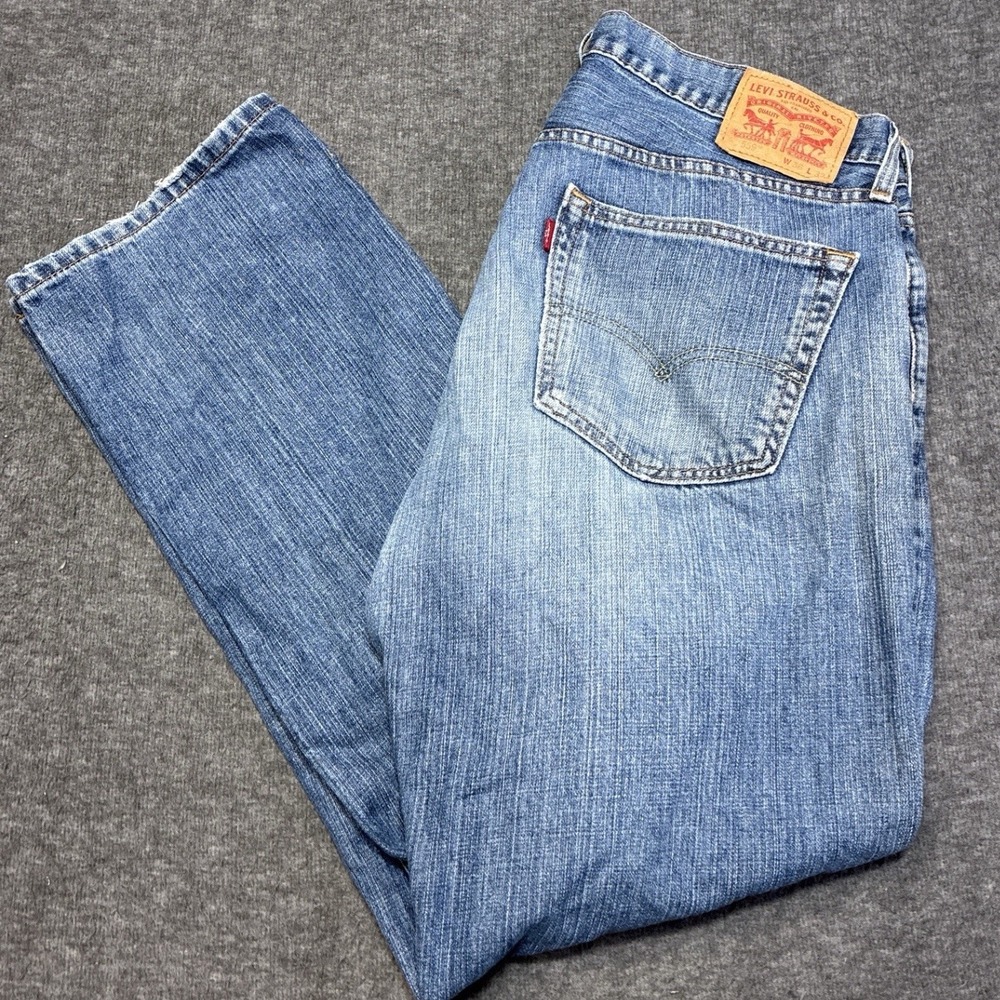 Levis 559 Jeans Men 36x32 Blue Red Tab Denim Baggy Trousers Men Distressed